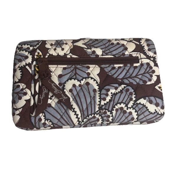 Vera Bradley Blooms Slate Wallet Hard Case Quilted Floral Blue Brown 8x5" - Picture 1 of 13